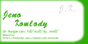 jeno komlody business card